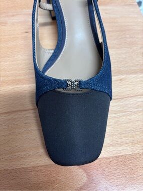 Sam Edelman Denim Blue and Black Slingback Heels